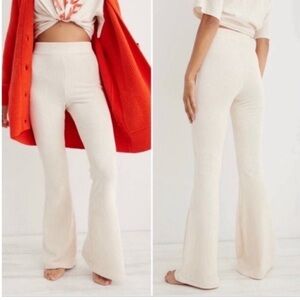 Aerie Groove On Velour Rib Flared High Rise Pants